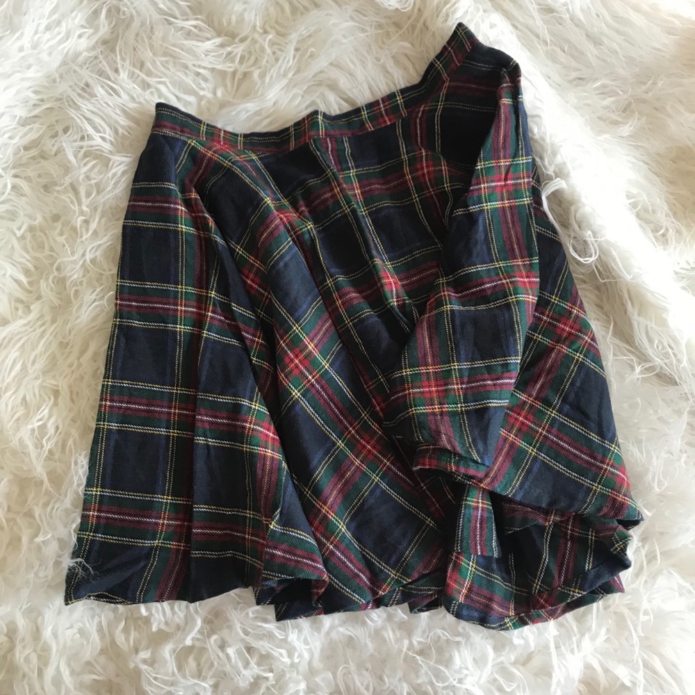 Plaid Skirt with Exposed Zipper